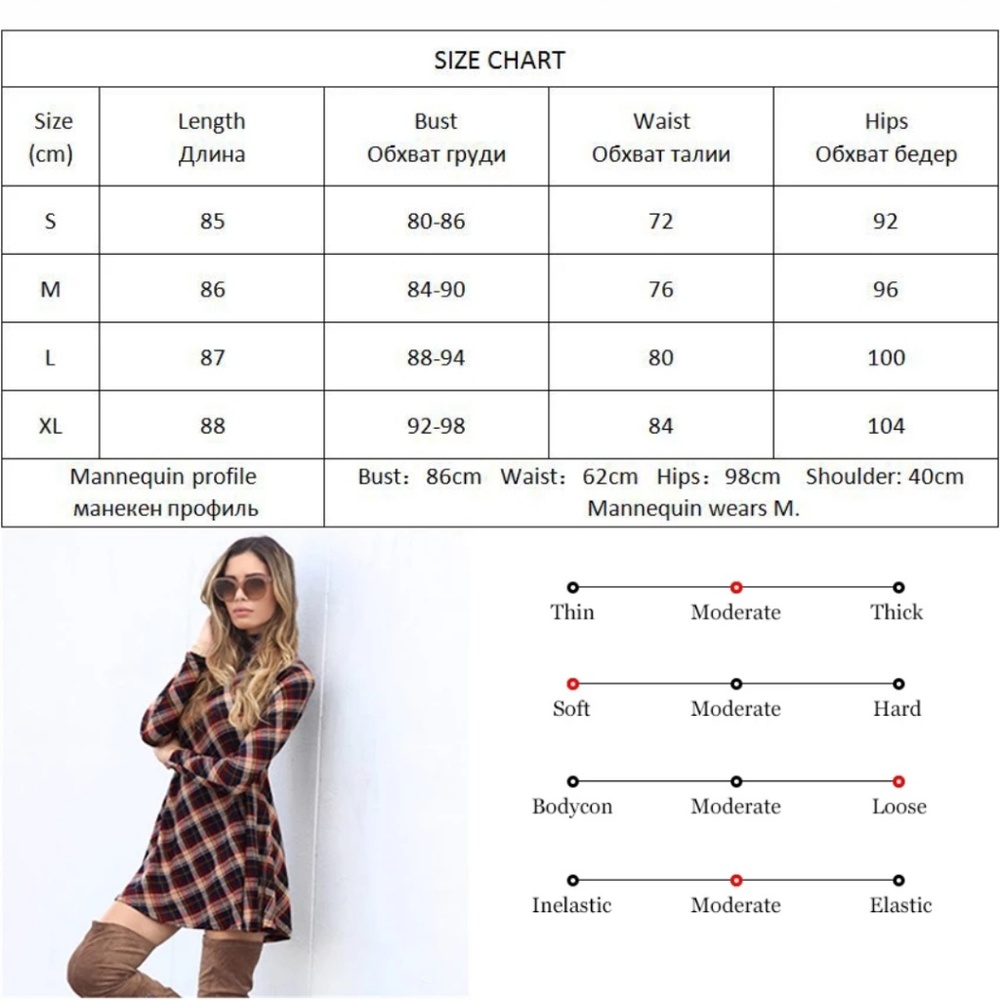 Plaid Long Sleeve Turtleneck Dress - Picture 5 of 8
